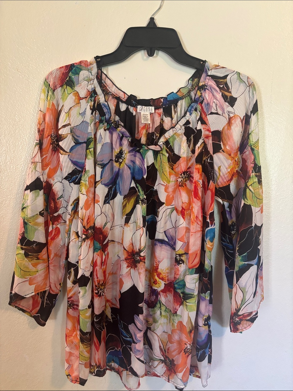 Spense Multicolor Floral Sheer Blouse